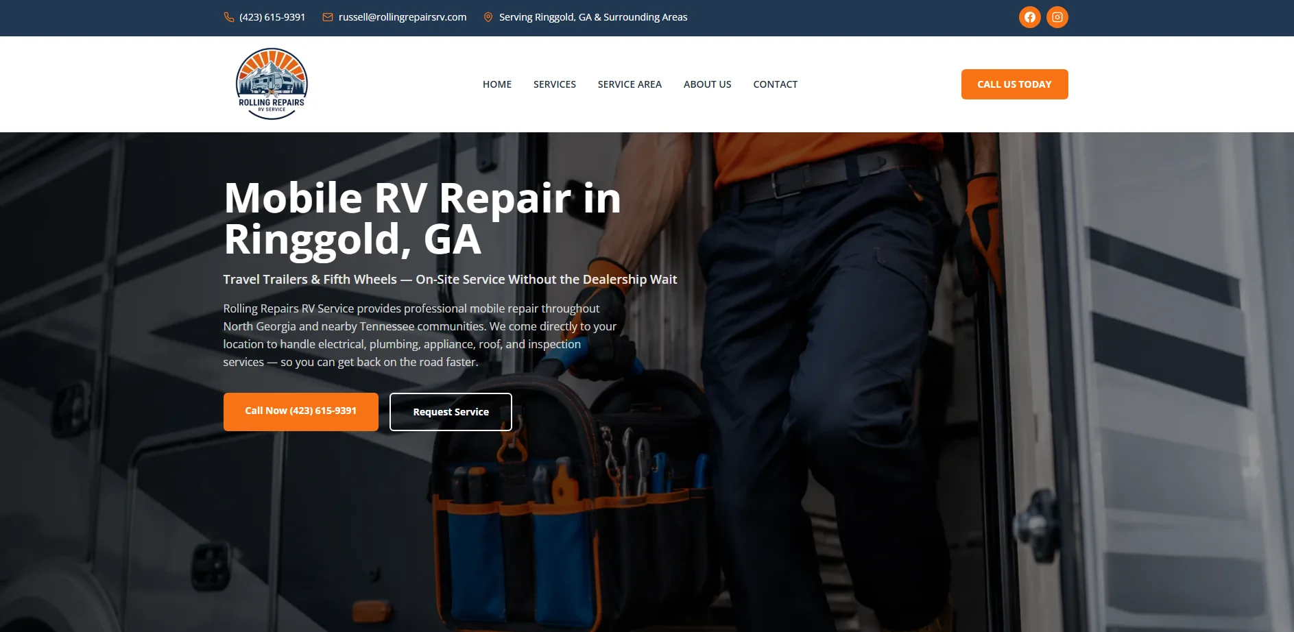 Rolling Repairs RV Service website design preview