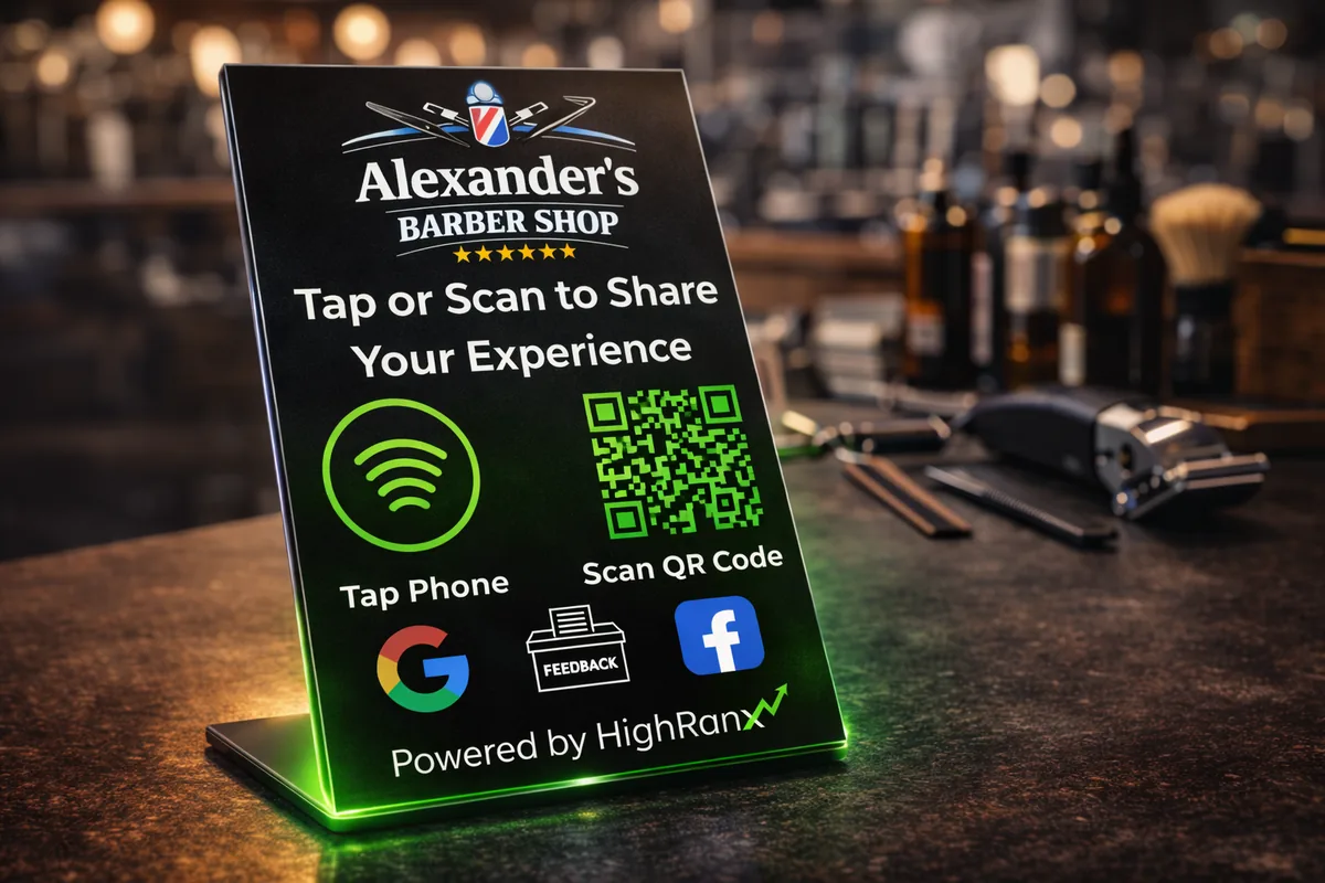 Custom-branded Smart Plax for a barber shop